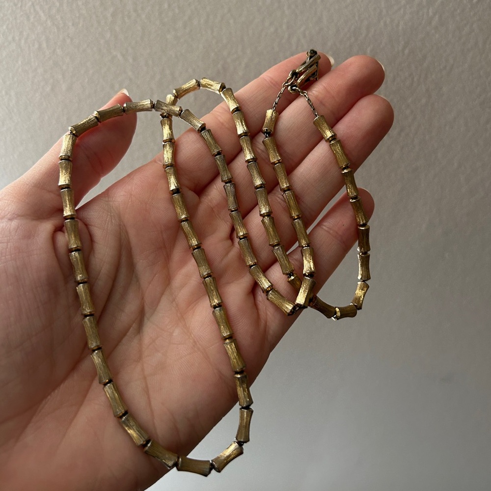 Vintage Gold Longline Beaded Necklace Staple Piece Classic Fancy Jewelry